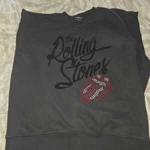 Rolling Stones Black Sweatshirt with Red Rhinestones